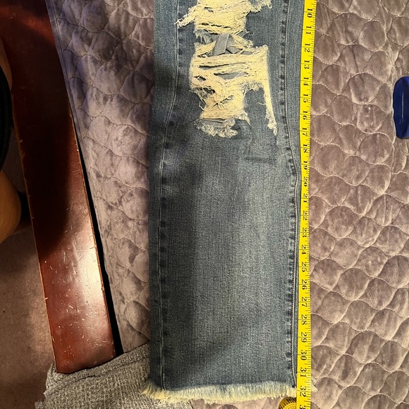 Limitless Asymmetrical Zip Straight Leg Jeans ~ in Medium Wash Vintage and Camo - Picture 7 of 7